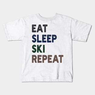 Eat Sleep Ski  Repeat Kids T-Shirt